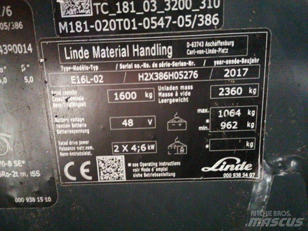 Linde E16L-02 Elektrikli forkliftler