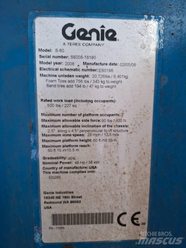 Genie S 60 Teleskopik personel platformları