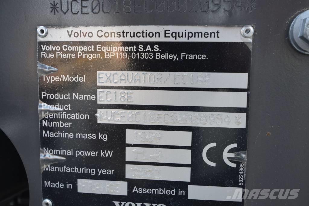 Volvo EC 18 E Mini ekskavatörler, 7 tona dek