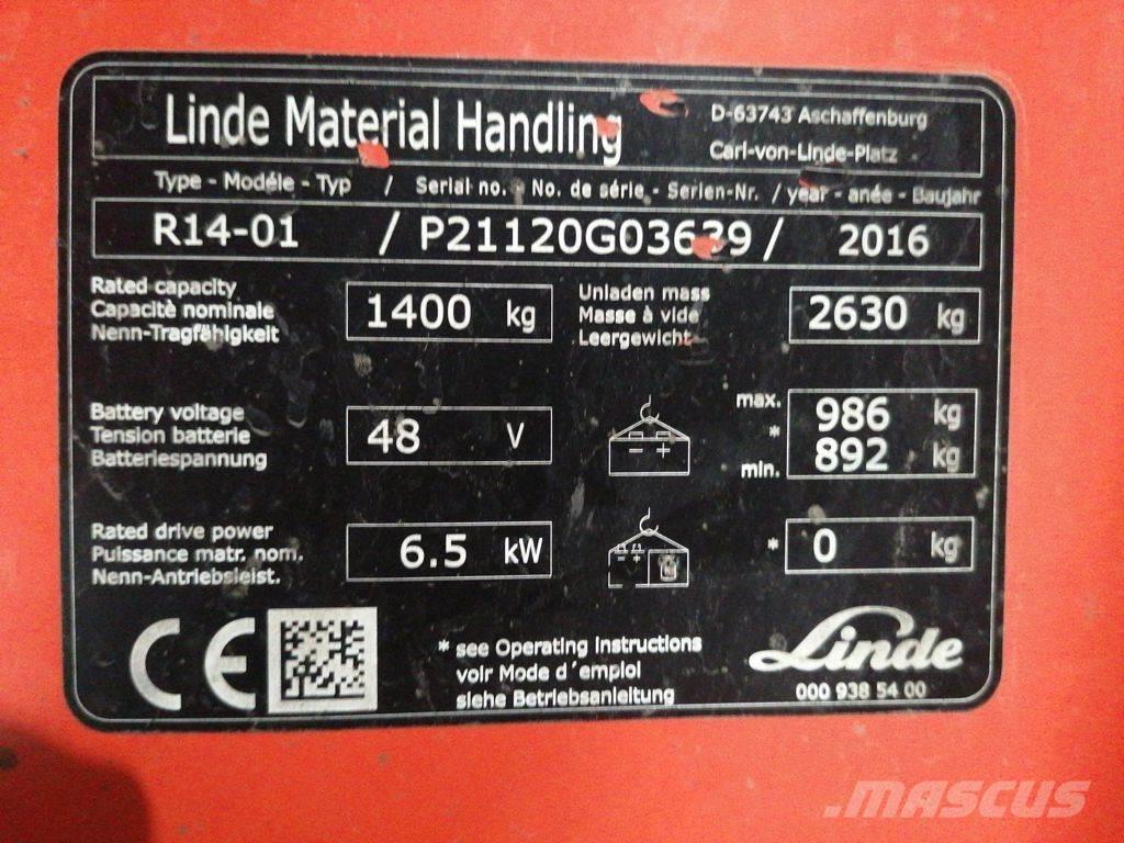 Linde R14-01 Reach truck - depo içi istif araçları