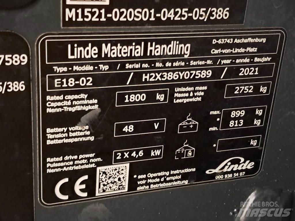 Linde E18-02 Elektrikli forkliftler