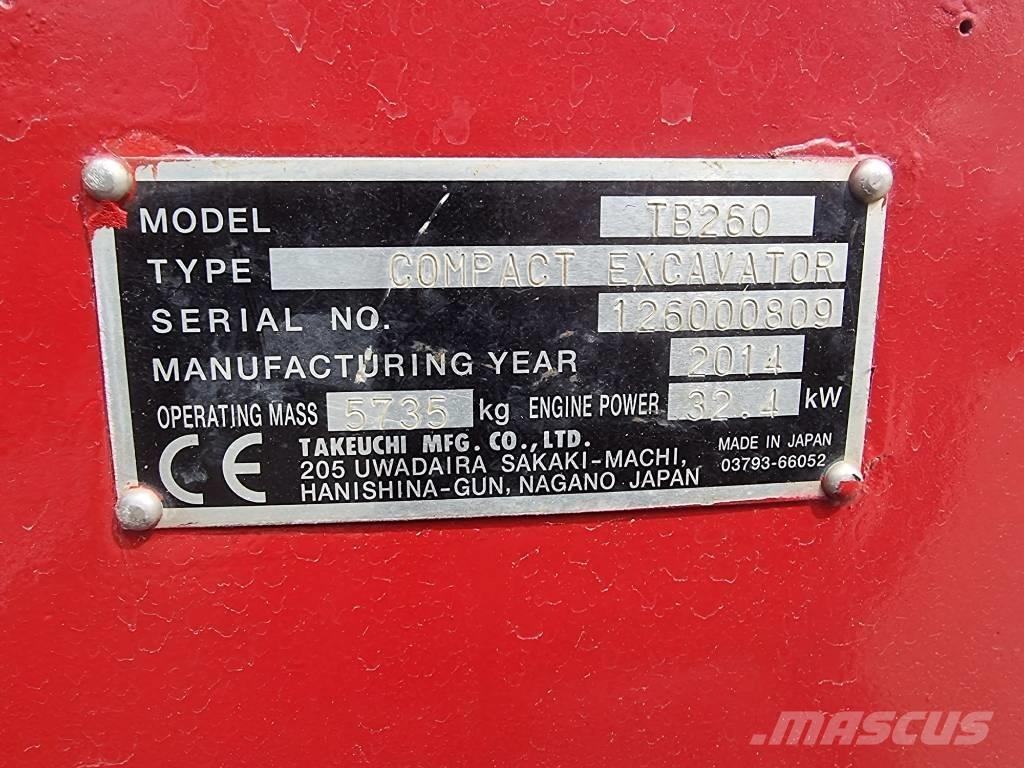 Takeuchi TB 260 Mini ekskavatörler, 7 tona dek