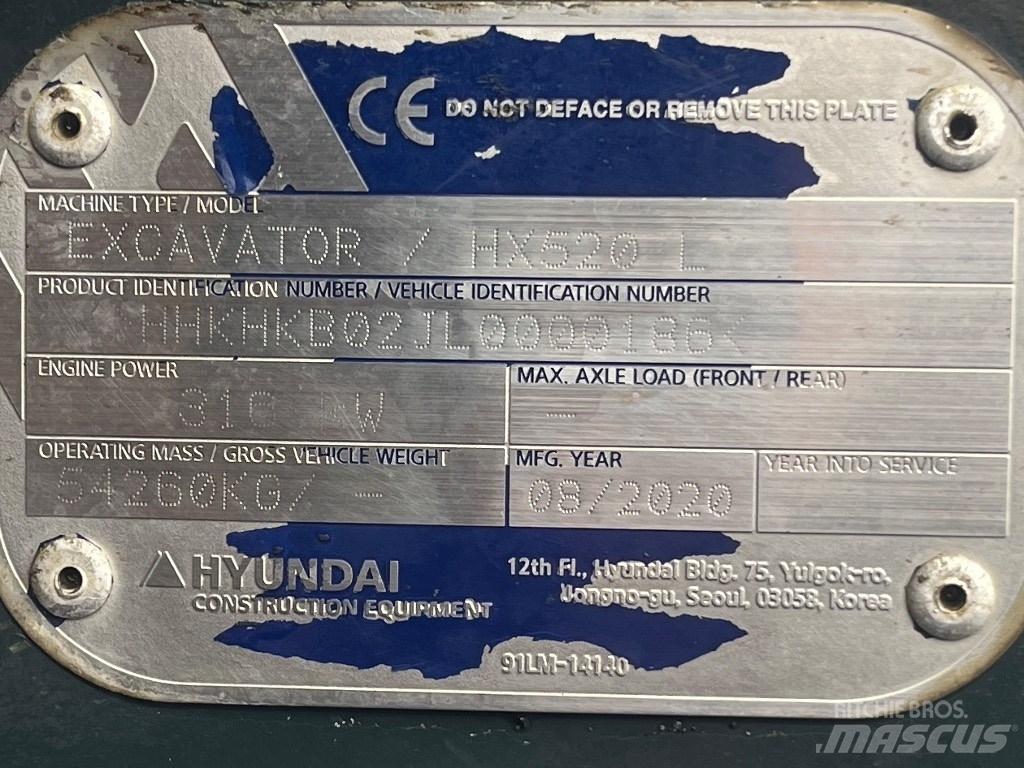 Hyundai HX 520 L Paletli ekskavatörler