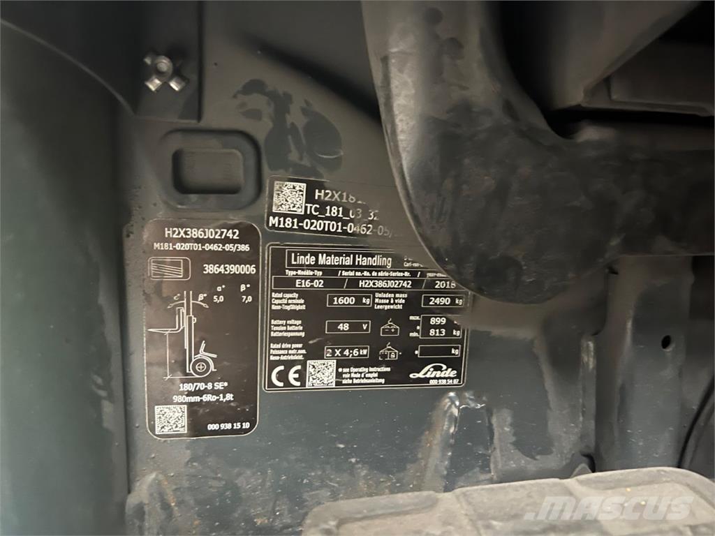 Linde E16-02 Elektrikli forkliftler