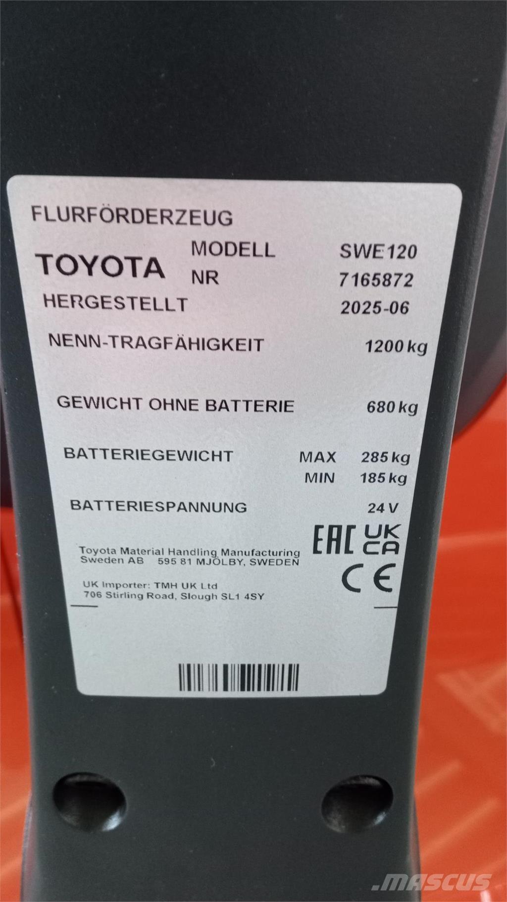 Toyota SWE120 Akülü depo ekipmanları