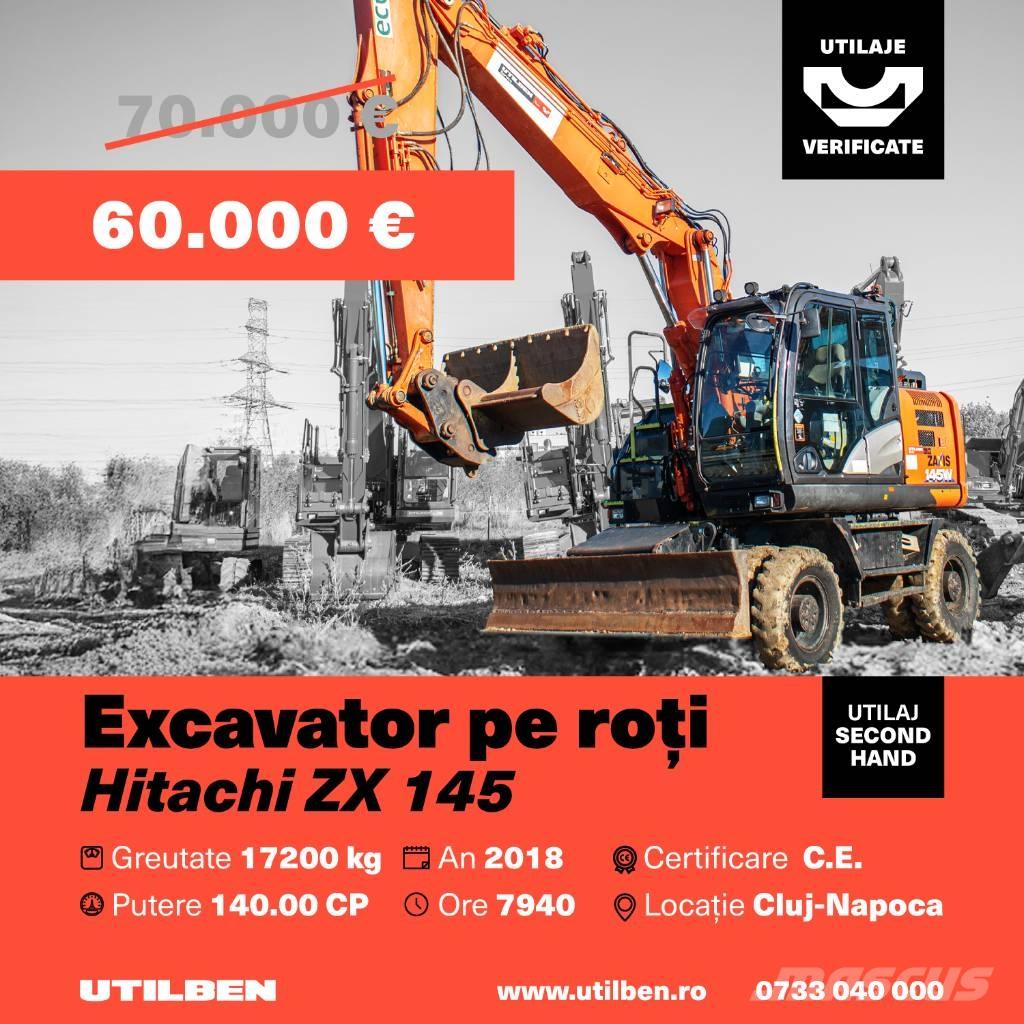  Hitach ZX 145 Lastik tekerli ekskavatörler