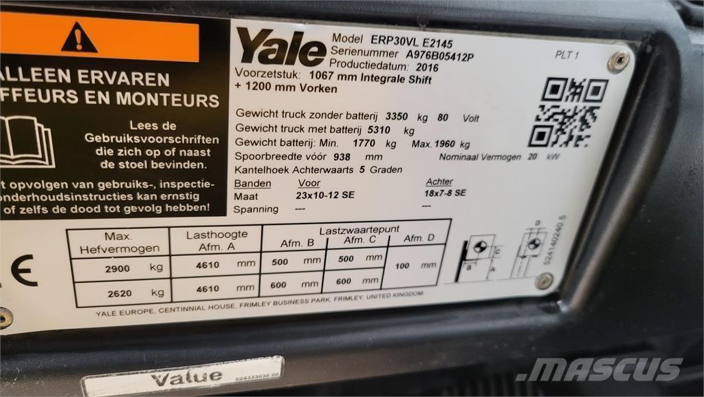 Yale ERP30VL 2016 Elektrikli forkliftler