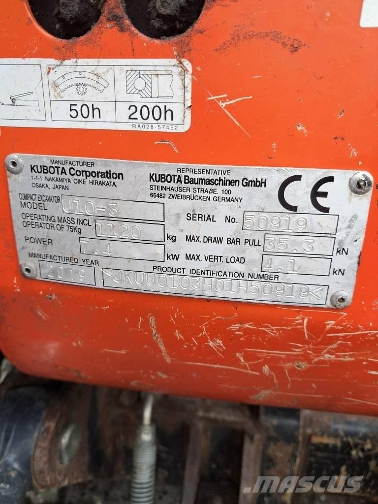 Kubota U 10-3 Mini ekskavatörler, 7 tona dek