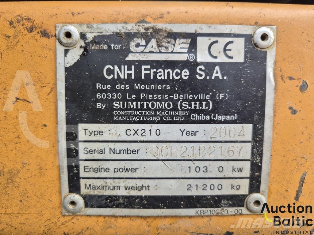 CASE CX 210 Paletli ekskavatörler