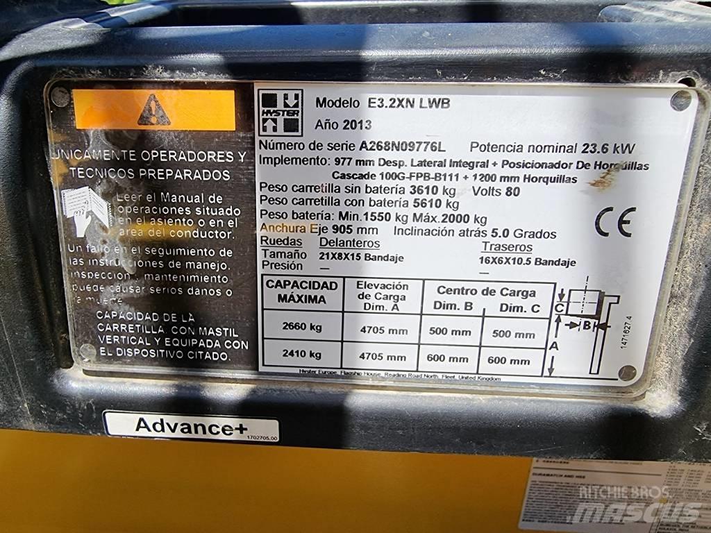 Hyster E 3.20 XN LWB Elektrikli forkliftler