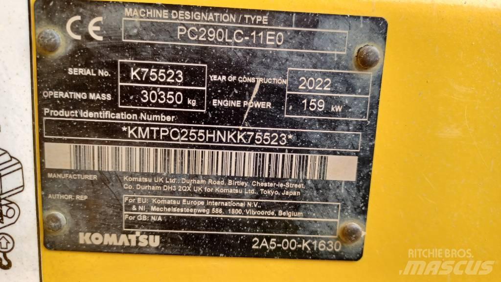 Komatsu PC 290 LC-11 Paletli ekskavatörler