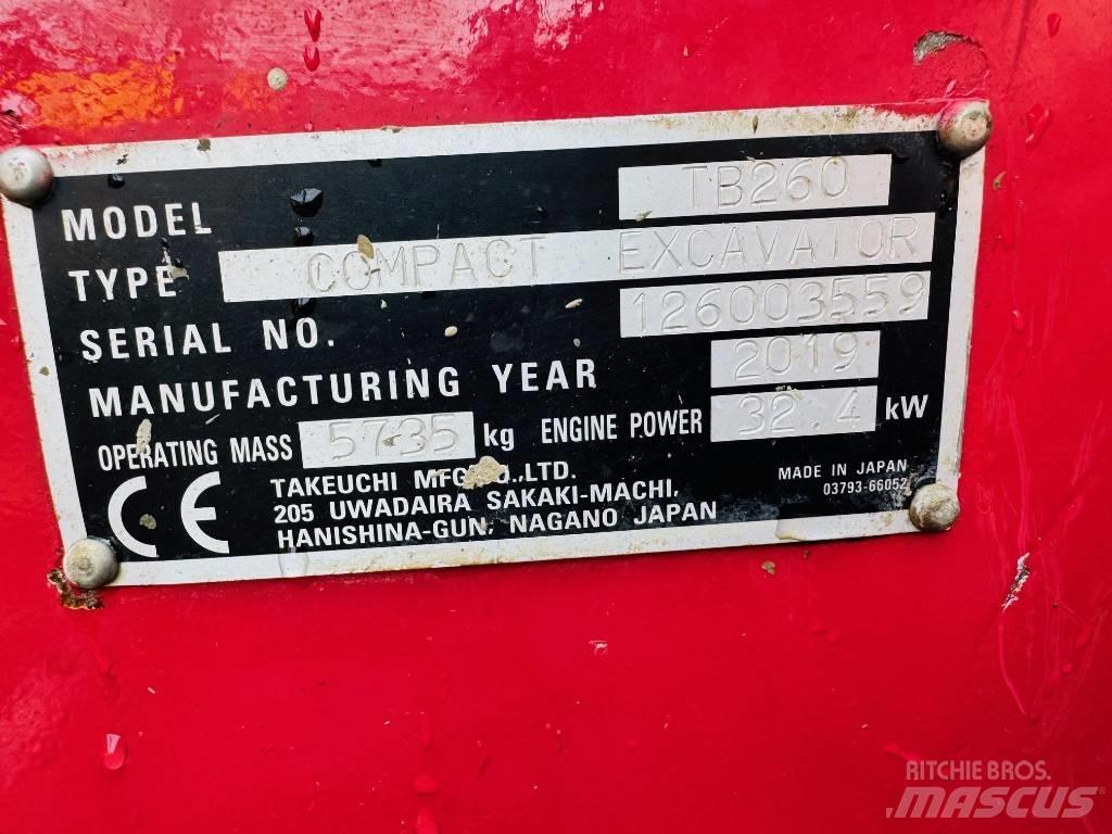 Takeuchi TB 260 Mini ekskavatörler, 7 tona dek