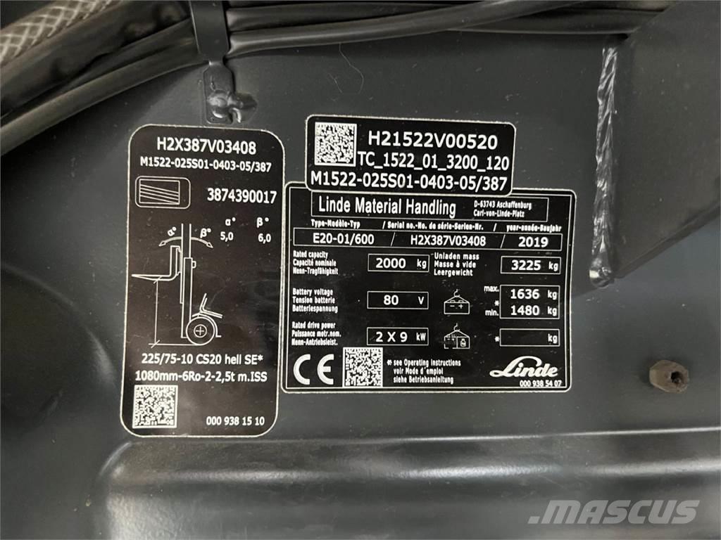 Linde E 20H-01/600 Elektrikli forkliftler