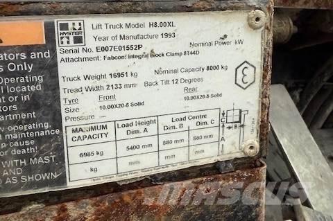 Hyster H 8.00 XL 5 Dizel forkliftler