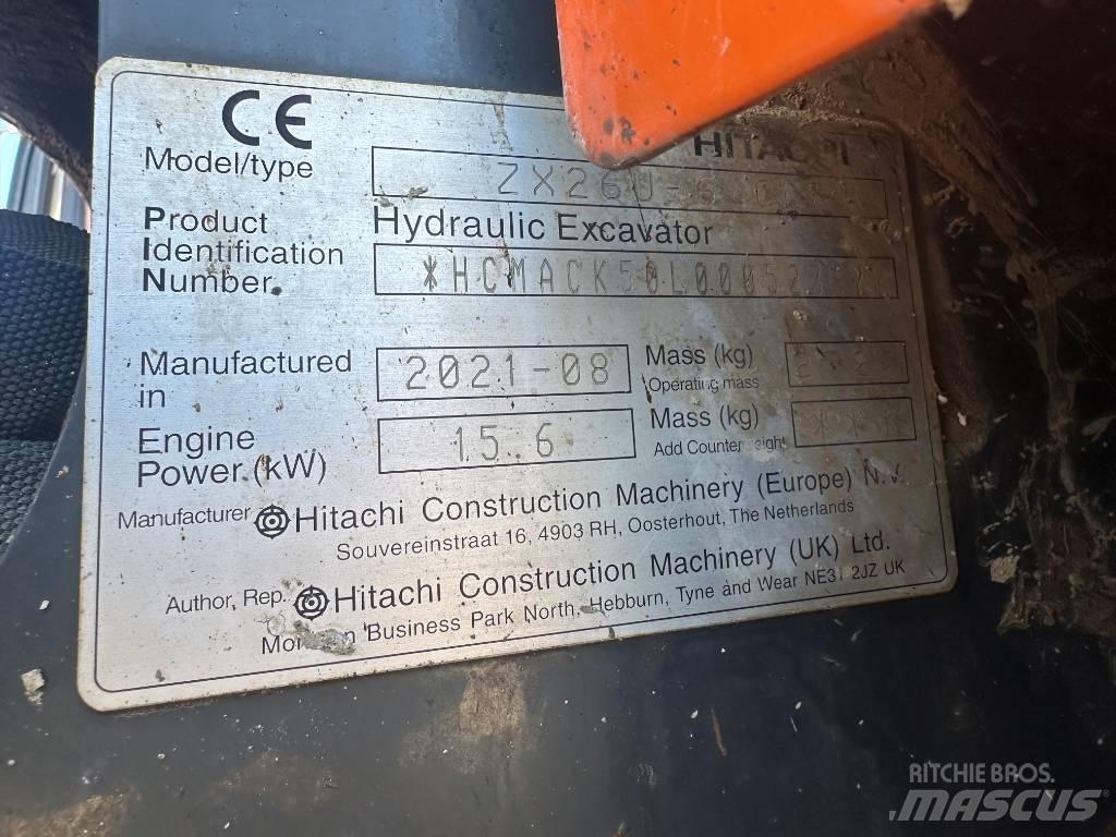 Hitachi ZX 26 U-6 Mini ekskavatörler, 7 tona dek