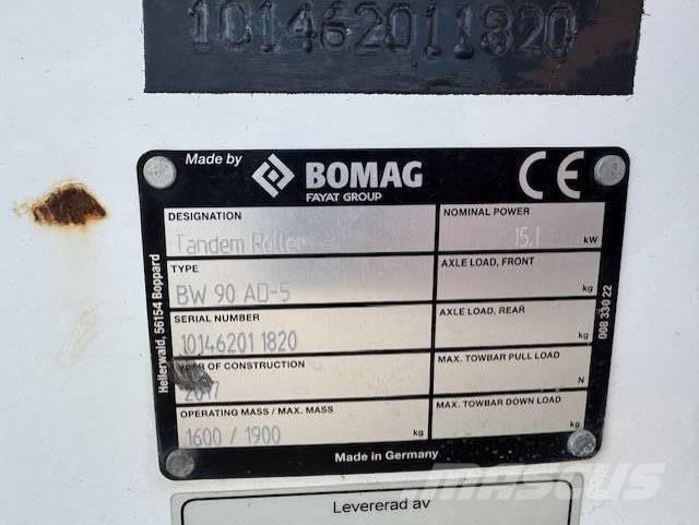 Bomag BW90 AD-5, Vält Çift tamburlu silindirler