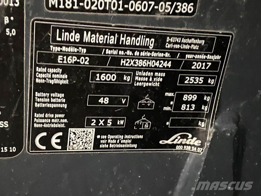 Linde E16P-02 Elektrikli forkliftler