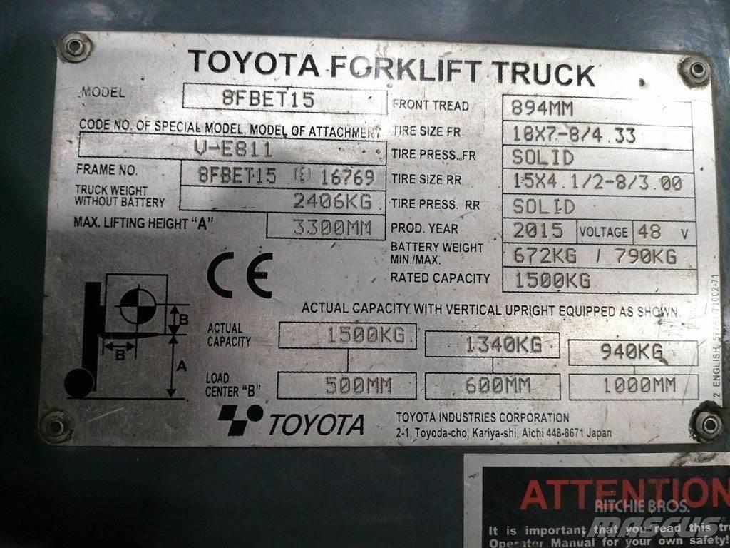 Toyota 8FBET15 Elektrikli forkliftler