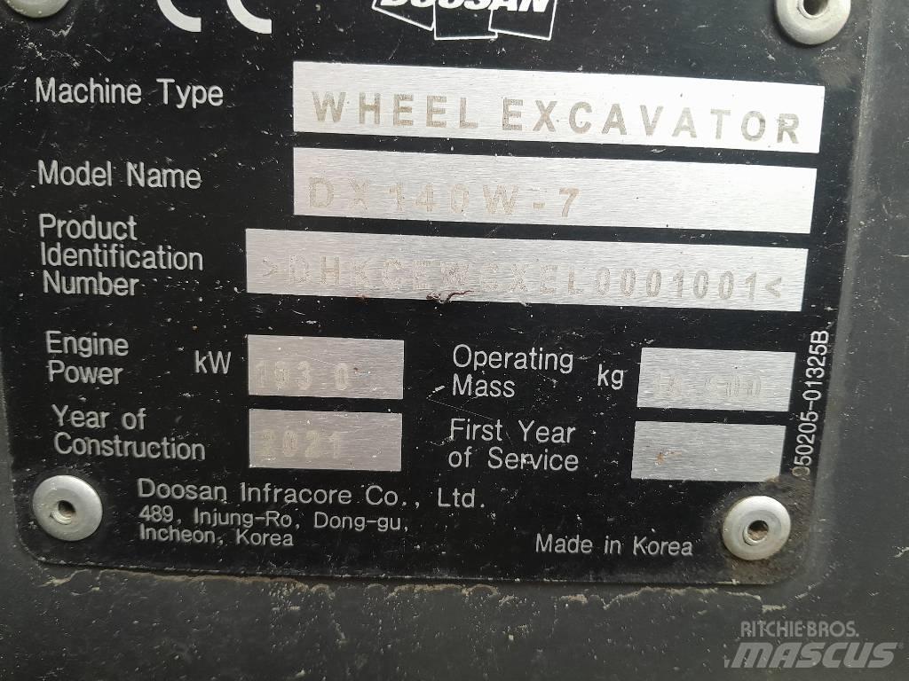 Doosan DX140W-7 Lastik tekerli ekskavatörler