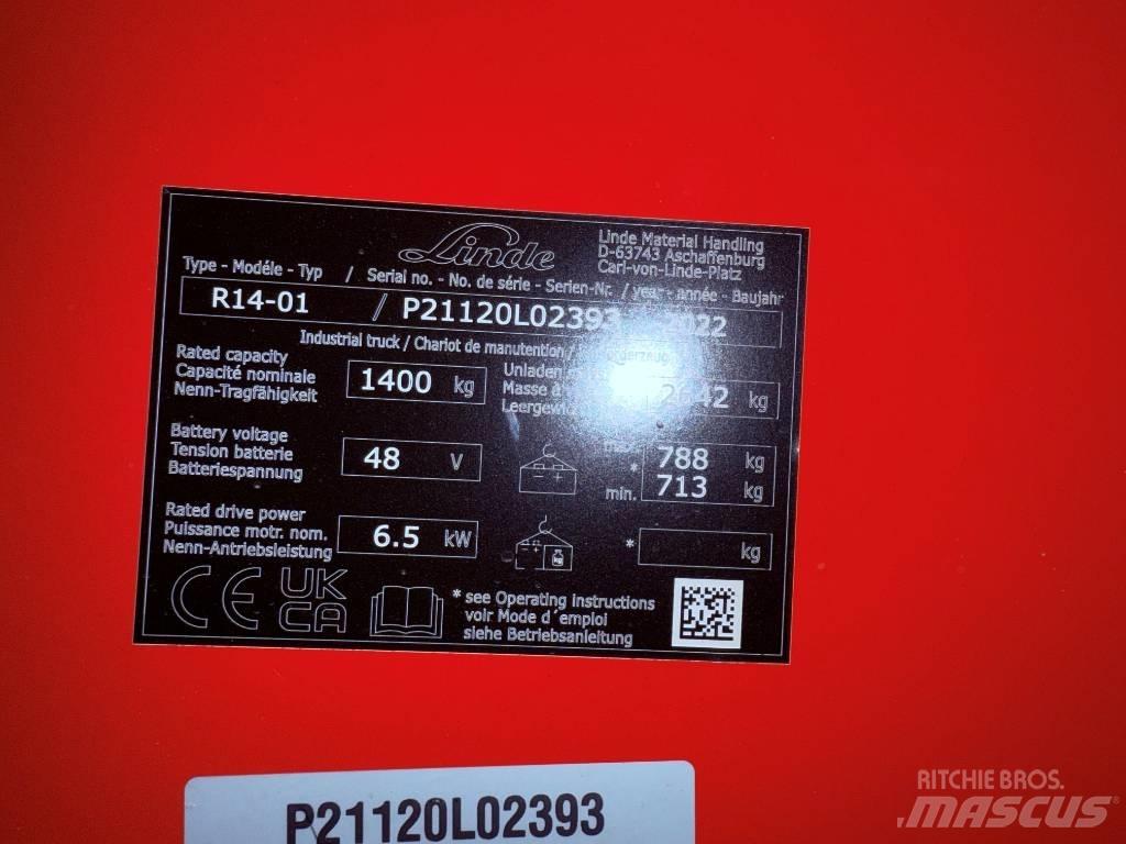 Linde R14/1120 Reach truck - depo içi istif araçları