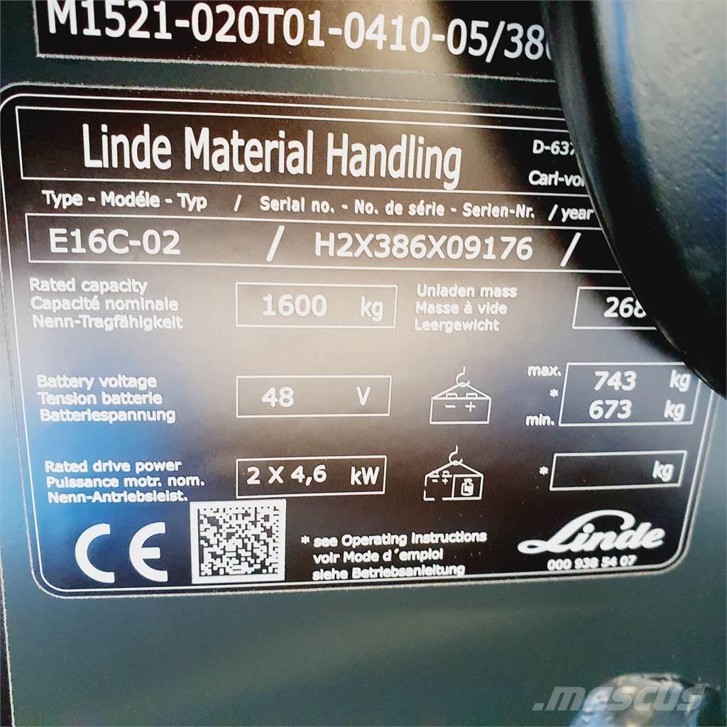 Linde E16C Elektrikli forkliftler