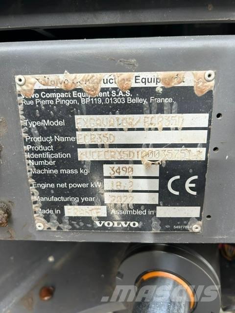 Volvo EC 35 C Mini ekskavatörler, 7 tona dek