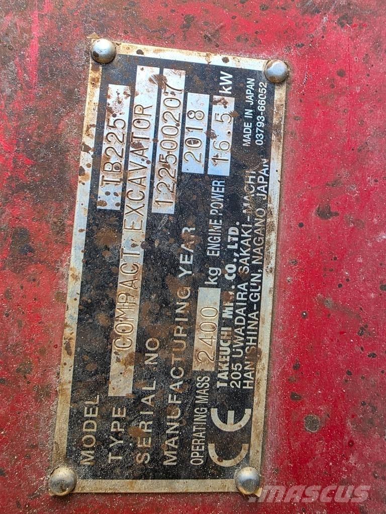 Takeuchi TB 225 Mini ekskavatörler, 7 tona dek