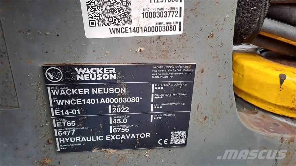 Wacker Neuson ET65 Paletli ekskavatörler