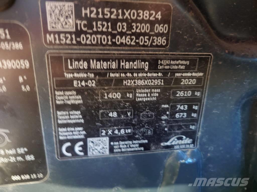 Linde E14/386 Elektrikli forkliftler