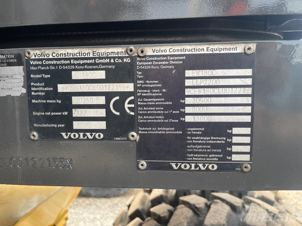 Volvo EW 180 C Lastik tekerli ekskavatörler