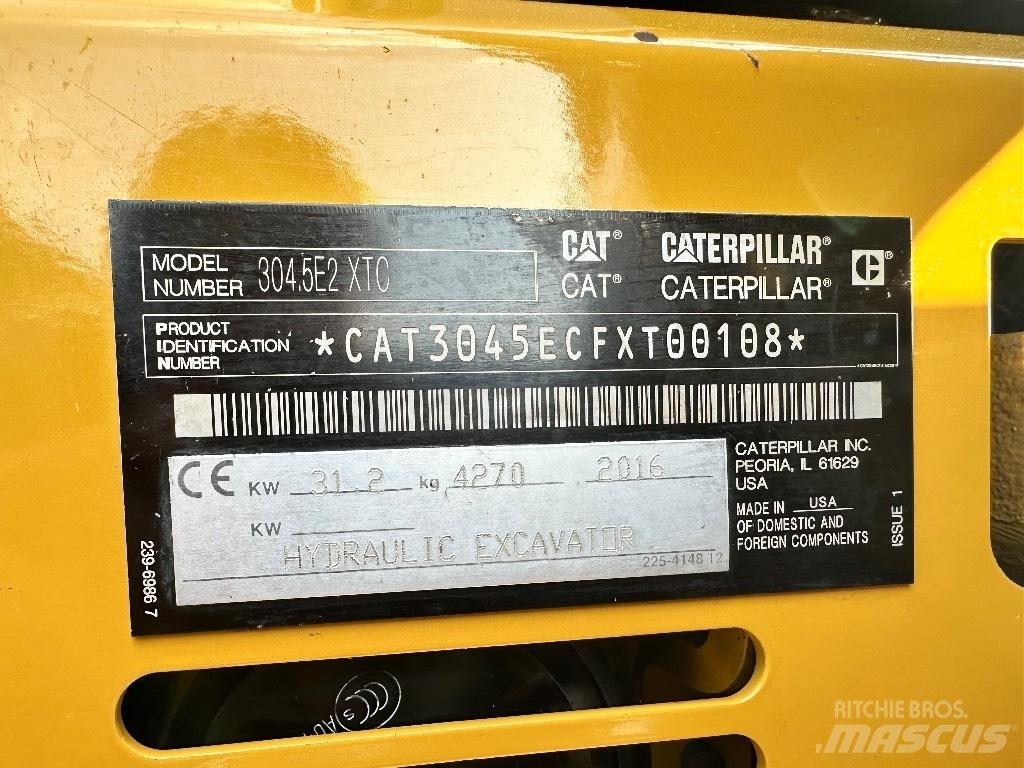 CAT 304.5 E2 XTC Mini ekskavatörler, 7 tona dek