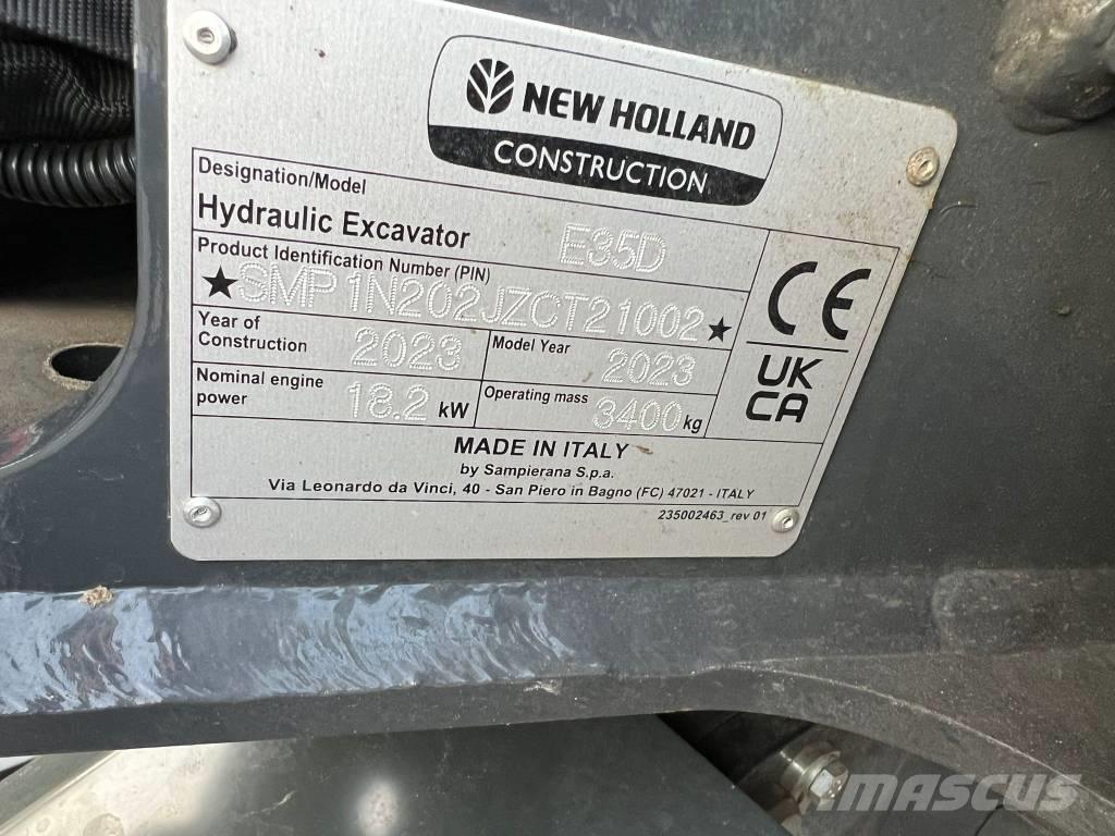 New Holland E 35 D Mini ekskavatörler, 7 tona dek