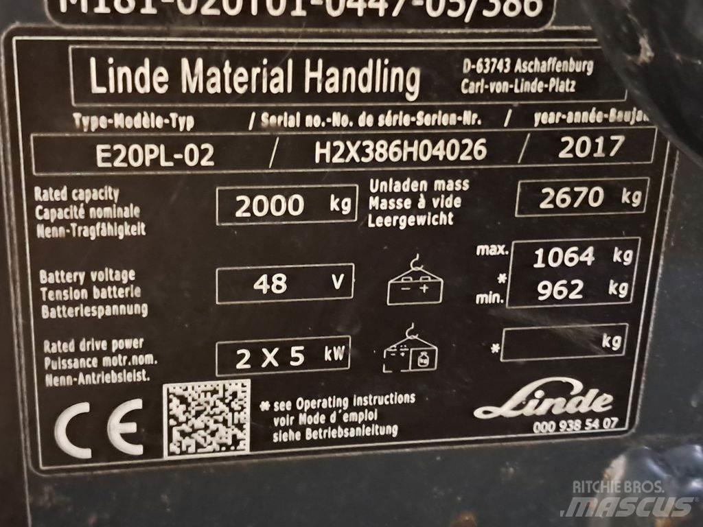 Linde E20PL-02 Elektrikli forkliftler