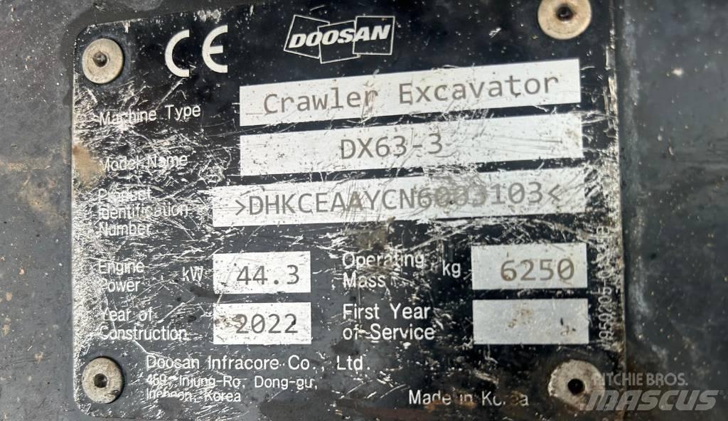 Doosan DX 63-3 Paletli ekskavatörler