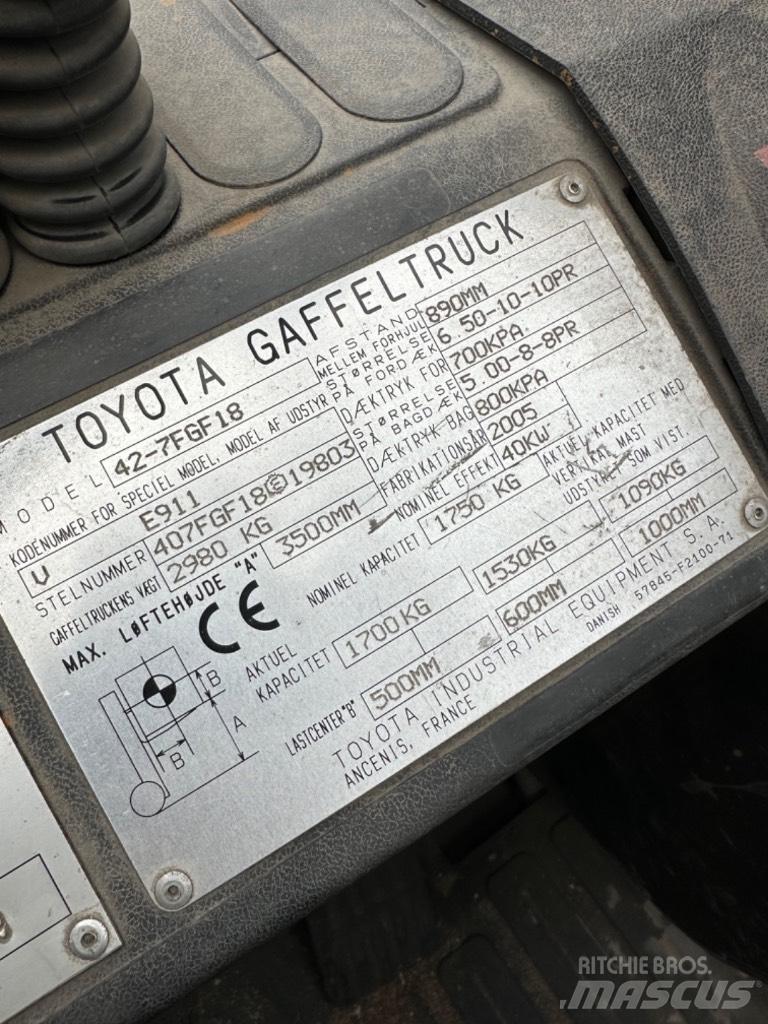 Toyota FG18 LPG'li forkliftler
