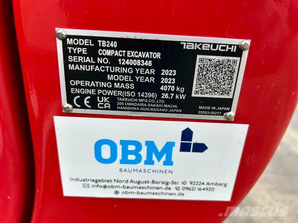 Takeuchi TB 240 Mini ekskavatörler, 7 tona dek