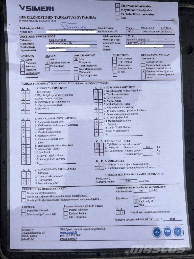 Haulotte Compact 12 Makasli platformlar