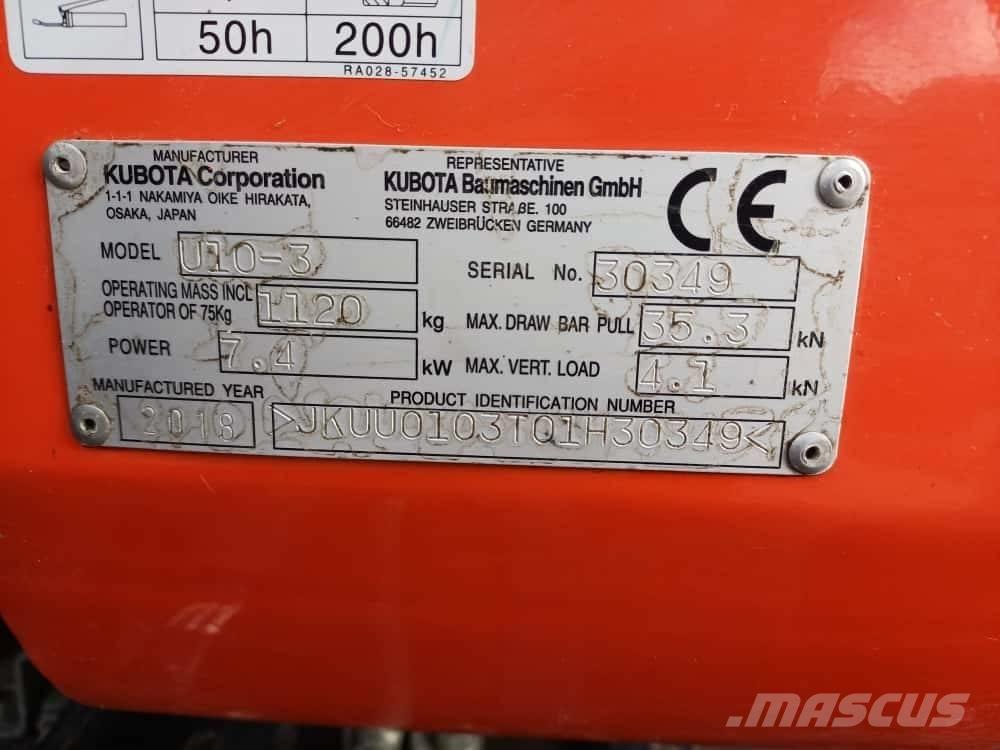 Kubota U 10-3 Mini ekskavatörler, 7 tona dek