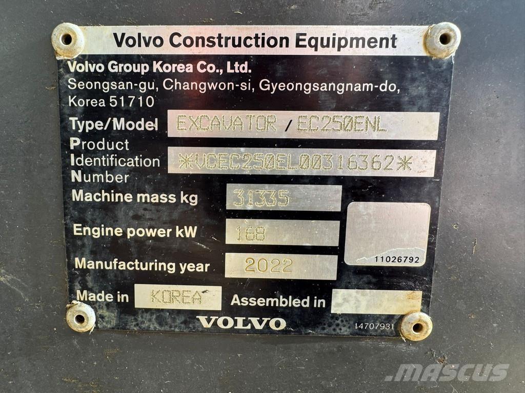 Volvo EC250ENL Paletli ekskavatörler