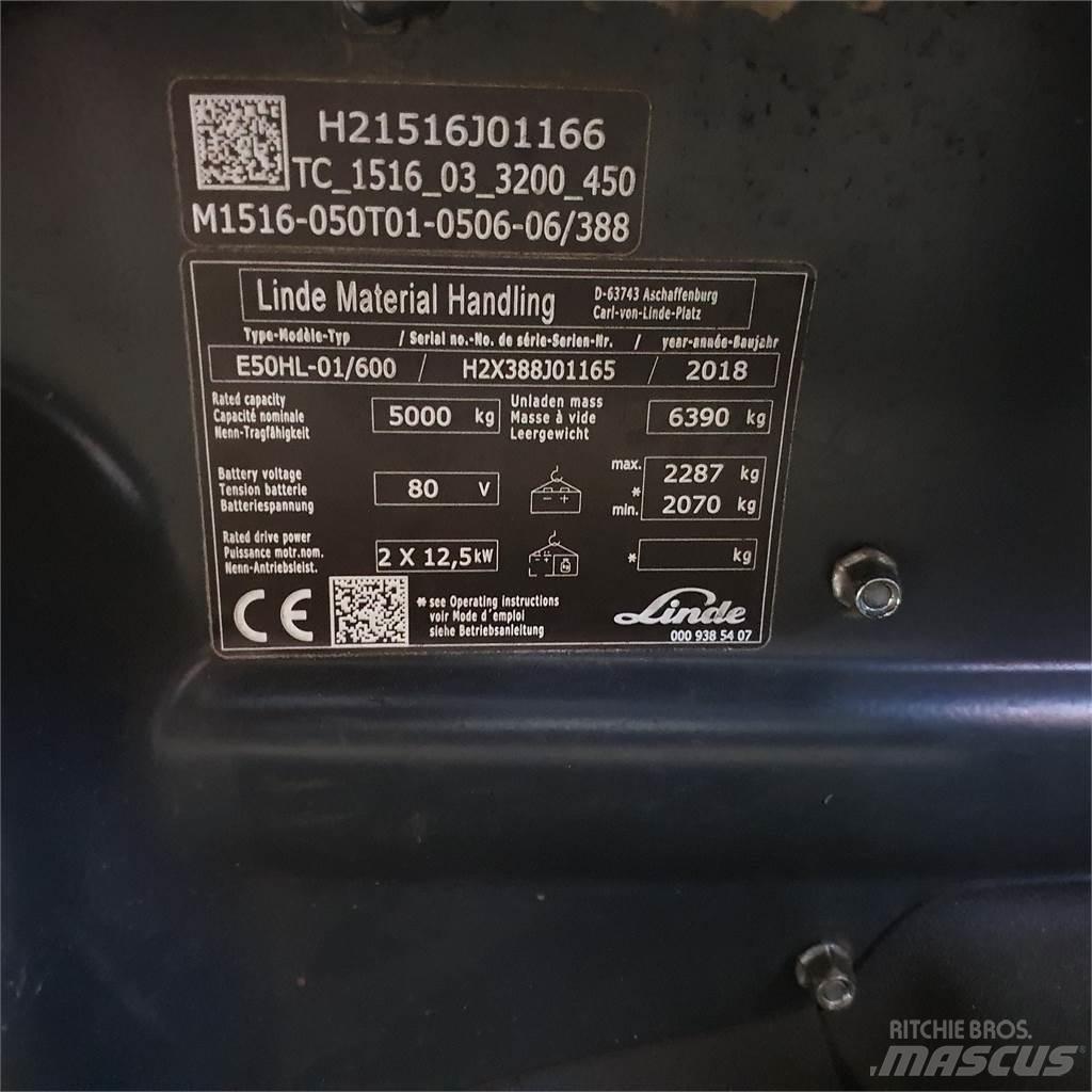 Linde E50/600HL Elektrikli forkliftler