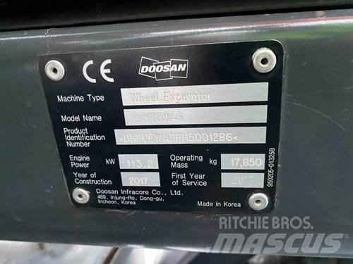 Doosan DX170W-5 Lastik tekerli ekskavatörler