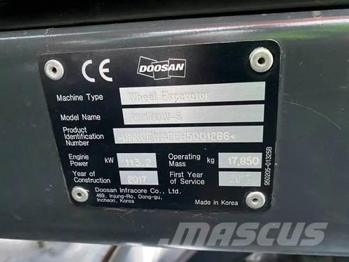 Doosan DX170W-5 Lastik tekerli ekskavatörler