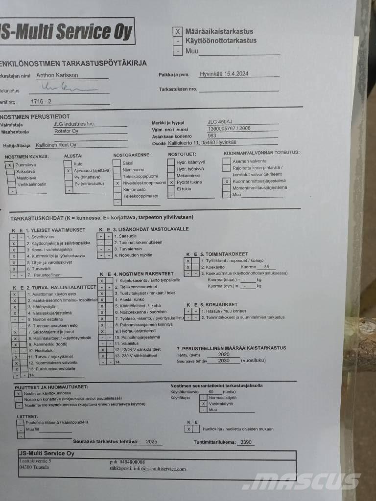 JLG 450 AJ Körüklü personel platformları