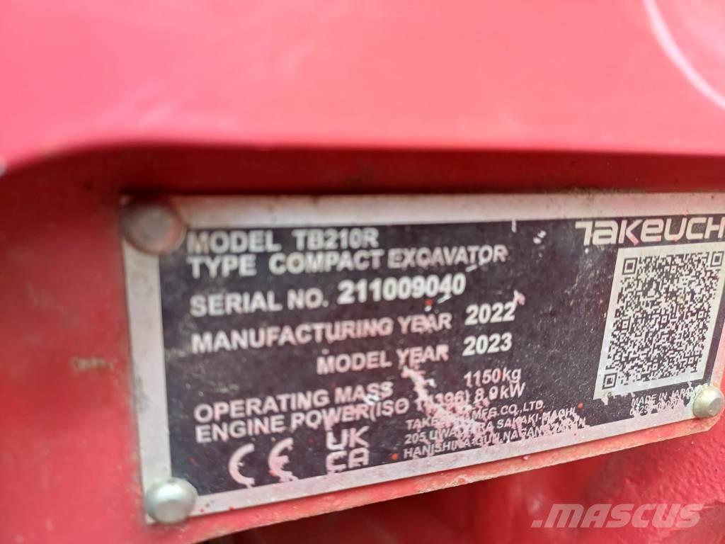 Takeuchi TB 210 R Mini ekskavatörler, 7 tona dek