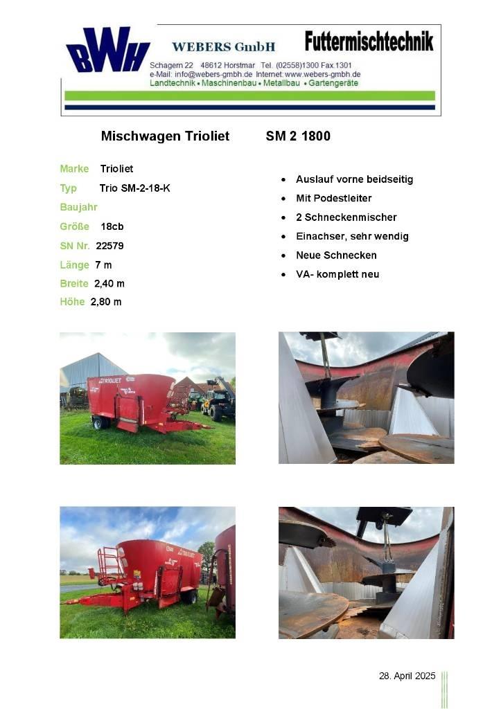 Trioliet SM-2-18-K Mikser besleyiciler