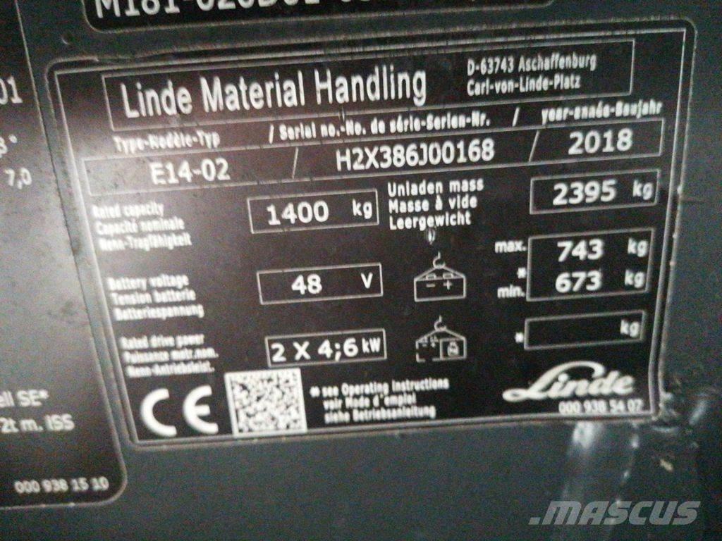 Linde E14-02 Elektrikli forkliftler