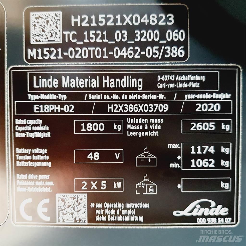 Linde E18PH Elektrikli forkliftler