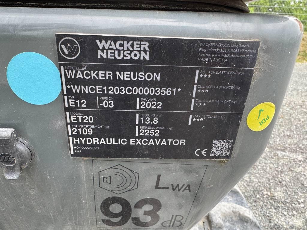 Wacker Neuson ET20 Paletli ekskavatörler