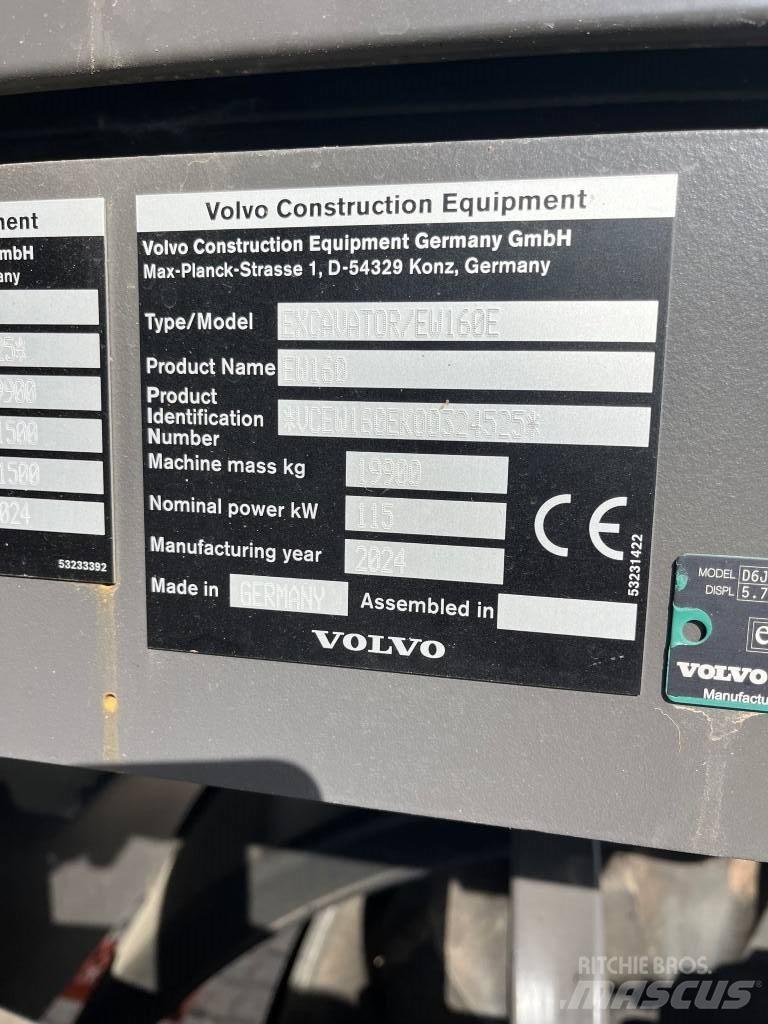 Volvo EW160E Lastik tekerli ekskavatörler