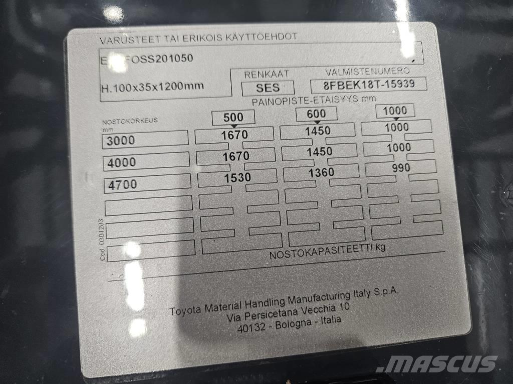 Toyota 8 FBEK 18 T Elektrikli forkliftler